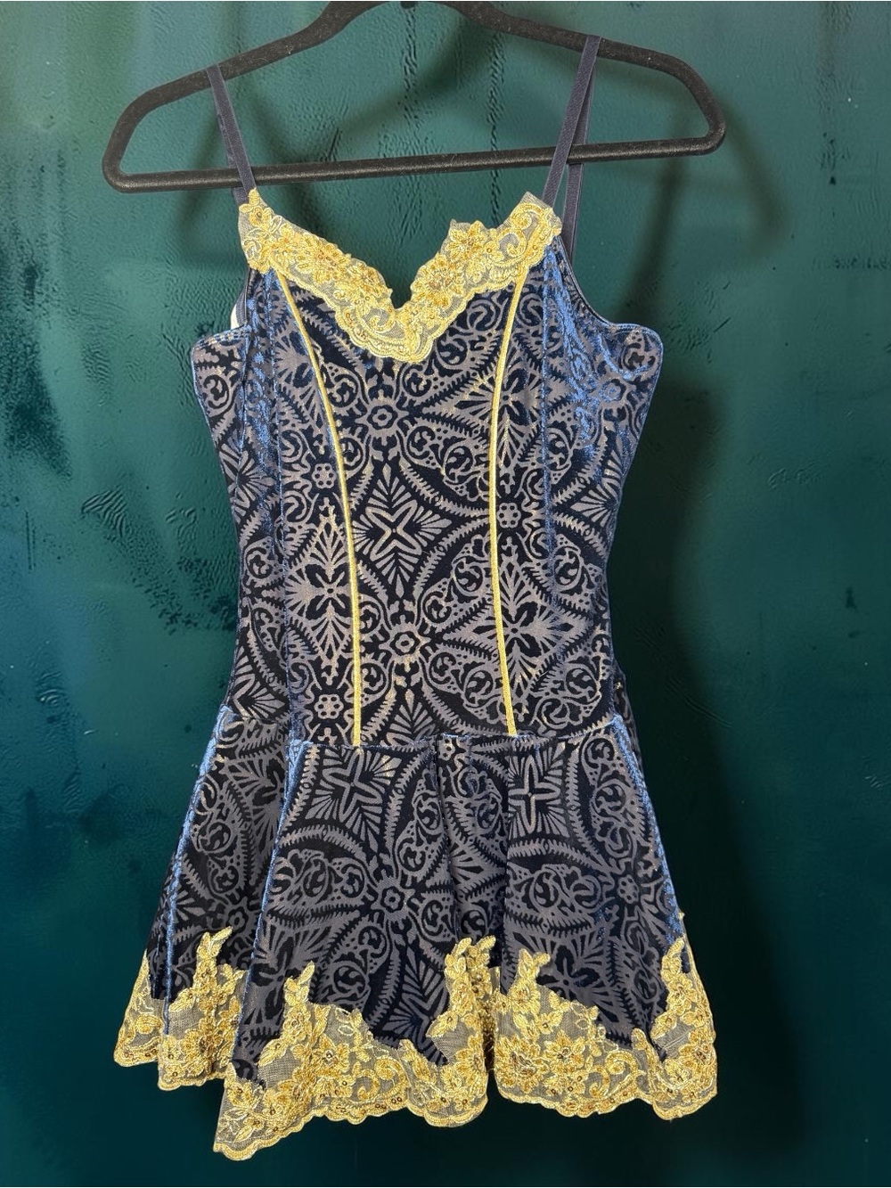Navy Blue & Gold Dance Costume / Halloween Princess Dress